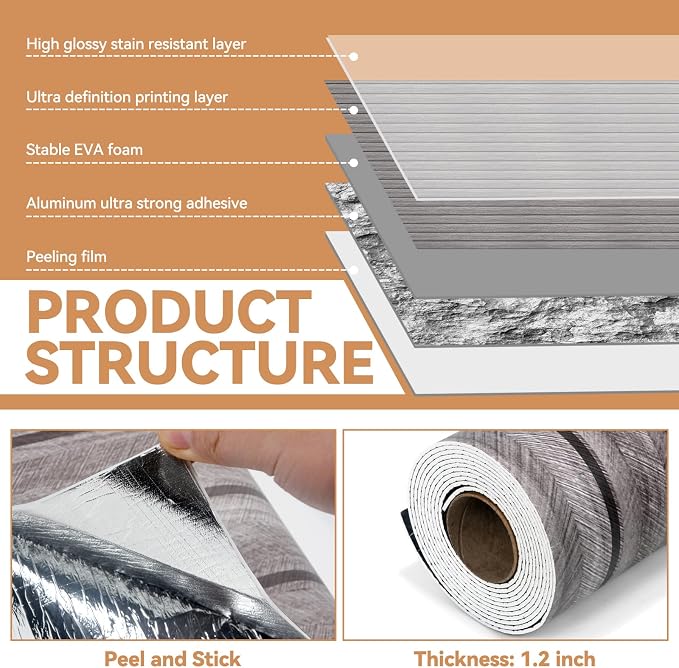 KASARO Peel and Stick Backsplash Wall Tile, 118 × 47 inch Self-Adhesive Thicker - Image 2
