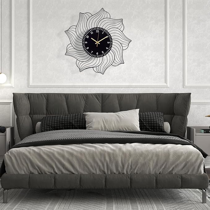 22 Inch Flower Wall Clock, Silent Non-Ticking Battery Operated Modern - Image 6