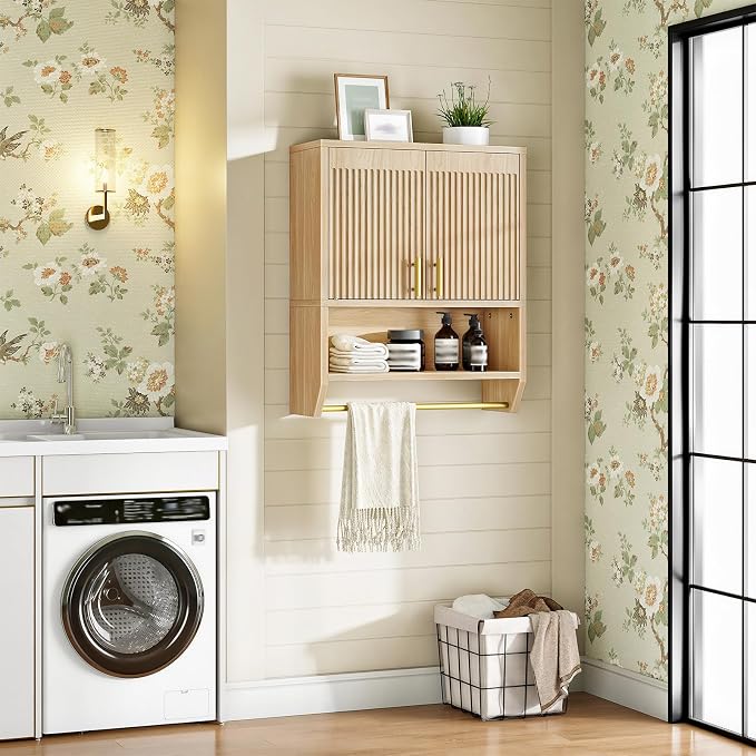 HOOBRO Fluted Medicine Cabinet, Farmhouse Bathroom Wall Cabinet - Image 4