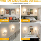 Vimhou Peel and Stick Wall Sconces, Stick On Wall Sconce Set of 2, Battery - Image 8