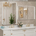 LOAAO 28x36 Inch White Metal Framed Bathroom Mirror - Image 3