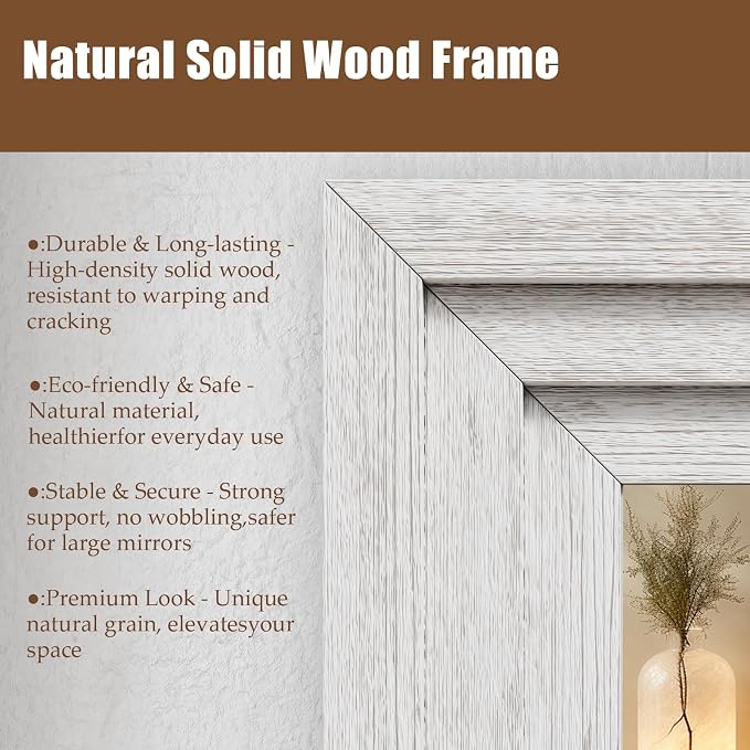 Full Length Mirror 71"x30", Large Solid Wood Frame Floor Mirror, Leaning Floor - Image 3