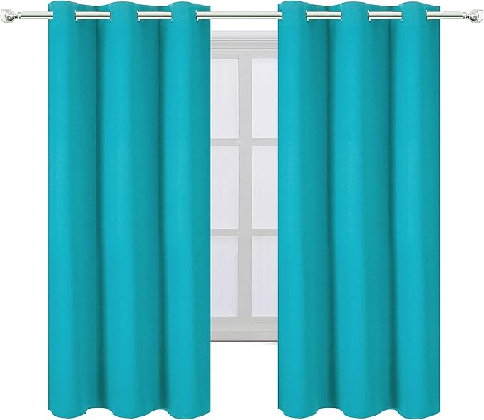 LEMOMO Teal Blackout Curtains 34 x 63 Inch Length/Set of 2 Curtain - Image 2