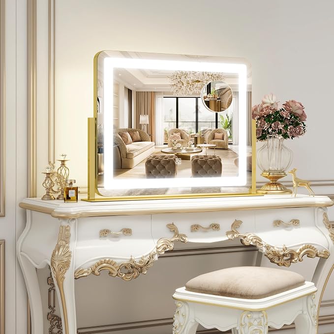 ROLOVE Gold Vanity Mirror with Lights - Image 2