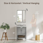 Silver Bathroom Mirror, 22x30 Inch Beveled Rectangle Wall Mounted Mirror - Image 5