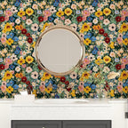 BOKEBEVE Watercolour Floral Peel and Stick Wallpaper Colorful Boho Contact - Image 3