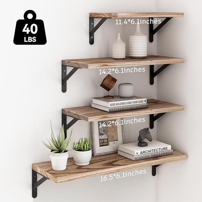 YGEOMER Floating Shelves for Wall Different Sizes Farmhouse Wall Shelf for - Image 3