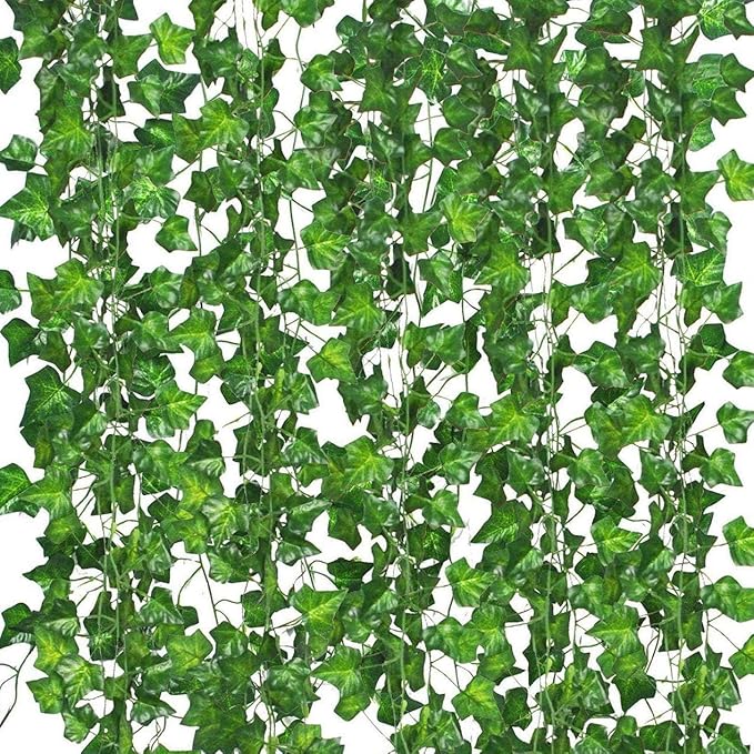 12 Pack Fake Vines for Room Decor Artificial Ivy Garland by Comtelek