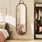 16"x48" Oval Full Length Mirror Solid Wood Wall Mirror - Image 8