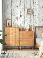 Timeet Floral Wallpaper White and Pink Wall Paper Peel and Stick Modern Contact - Image 2