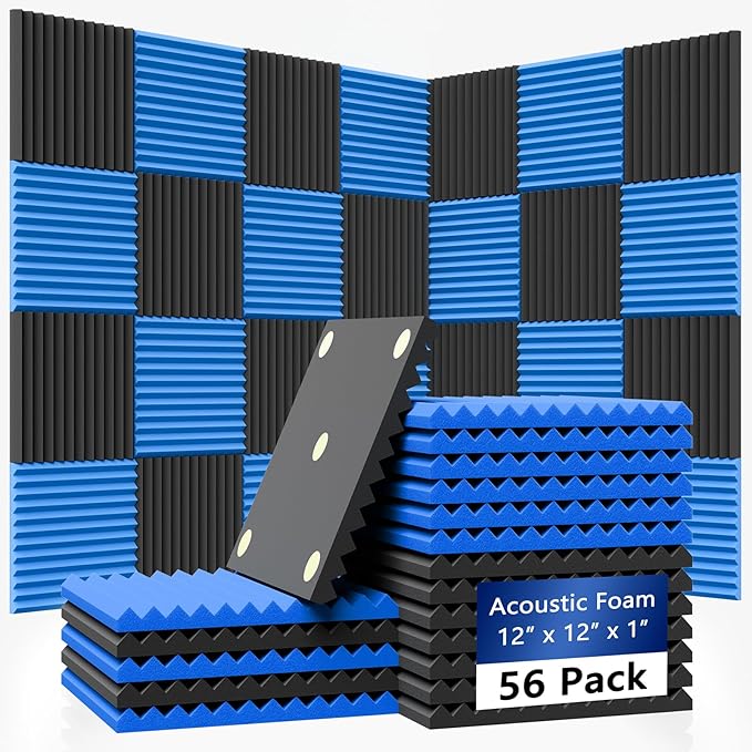 56 Pack Acoustic Foam Panels |1 "x12 "x12" Rapid Recovery Acoustic Wall Panels by Temgcuam