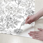 JiffDiff Peel and Stick Wallpaper Black and White Floral Wall Paper 17.3" x - Image 7