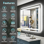 44x36 LED Bathroom Mirror with Lights, Backlit and Front Lit Anti-Fog Lighted - Image 2