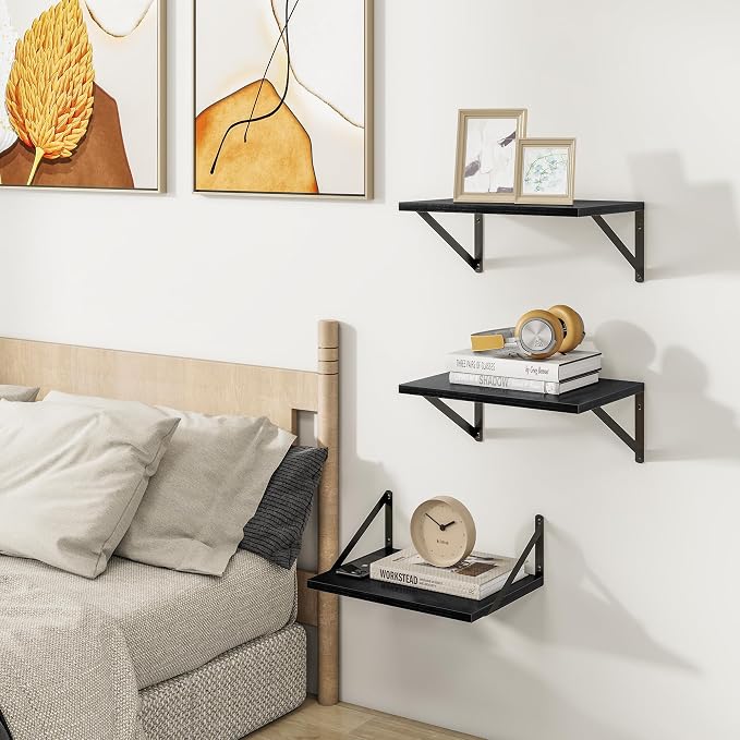 Heimlove Deep Floating Shelves for Wall, 12 Inch Deep Floating Shelves Set of 3 - Image 2