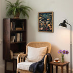 Vintage Framed Wall Art Bee Canvas Prints, Dark College Animals Flowers Wall - Image 6