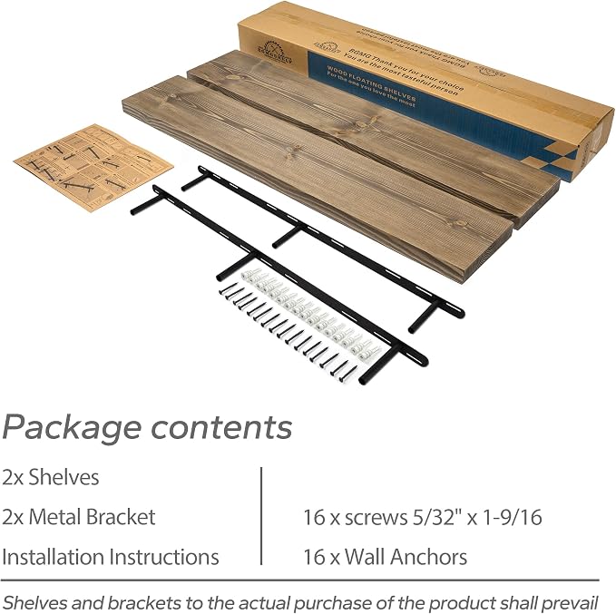 BGMG Floating Shelves for Wall 48 inch Long Set of 2, Wide Rustic Wooden Wall - Image 7