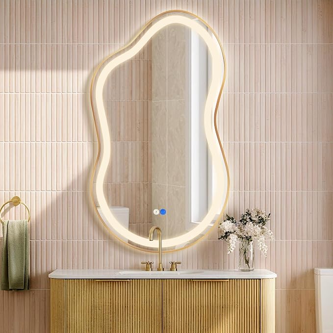 Dorlicecass Irregular Led Bathroom Mirror- Gold 20"x36" Single Piece Vanity - Image 3