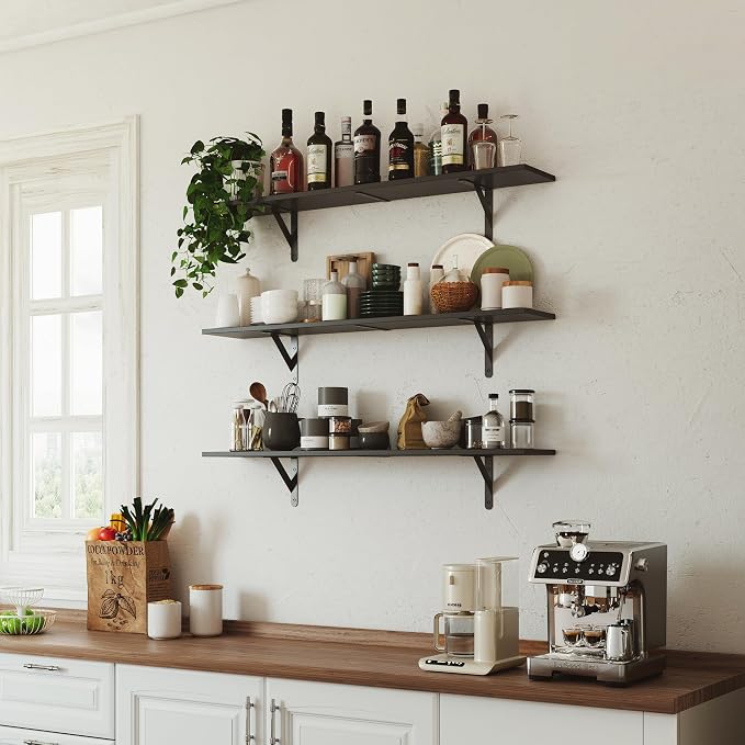WOPITUES Floating Shelves for Wall 32″W x 8″D, Long Wall Mounted Shelves Set of - Image 7