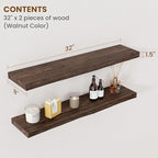 Floating Shelves for Wall Decor, Rustic Solid Elm Wood Live Edge Floating - Image 2