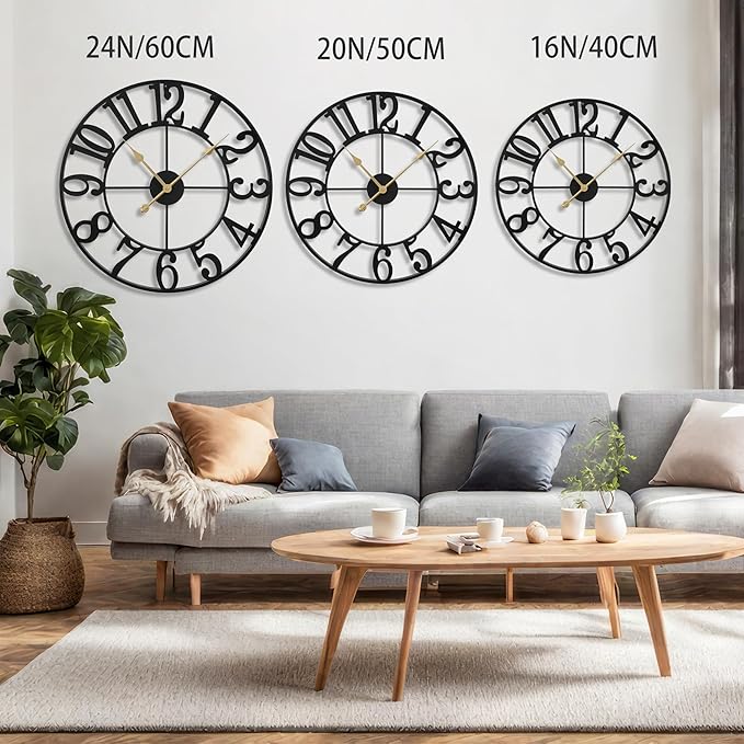 LEIKE Large Wall Clocks, Non Ticking, Battery Operated Big Retro Round Modern - Image 2