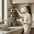 PUSDON 5-in-1 Shower Caddy & Kitchen Organizer Set, Wall Mount Wide Spice Rack - Image 2