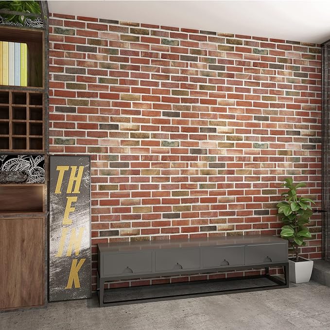 Art3d 10-Pack 52.5 Sq.Ft Faux Brick 3D Wall Panels Peel and Stick in Red Brown - Image 8