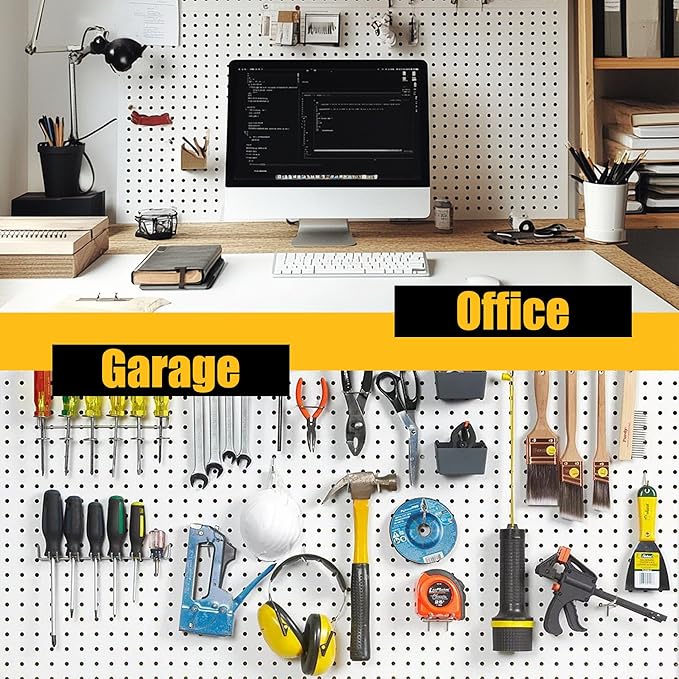Spampur Peg Board, 6 Pack Metal Pegboard Panels White Pegboards Wall Organizer - Image 8