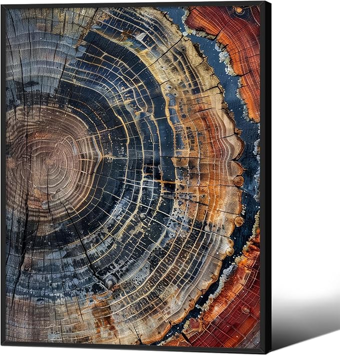Vintage Trendy Abstract Tree Ring Wall Art Modern Colorful Nature Poster 08x10 by Medpol
