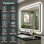 44x36 Black Framed LED Bathroom Mirror - Image 2