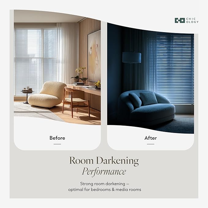 CHICOLOGY Window Shade, Mini Blind, Midnight White, 42x84 inches - Image 2
