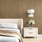 VEELIKE 15.7''x354'' Gold Brown Grasscloth Wallpaper Textured Woven Grass Cloth - Image 5