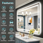 50x36 LED Bathroom Mirror with Lights, Backlit and Front Lit Anti-Fog Lighted - Image 2