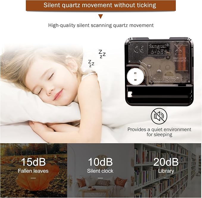 VIKMARI 14 Inch Wooden Wall Clock Battery Operated Retro Rustic Decorative Clock - Image 4