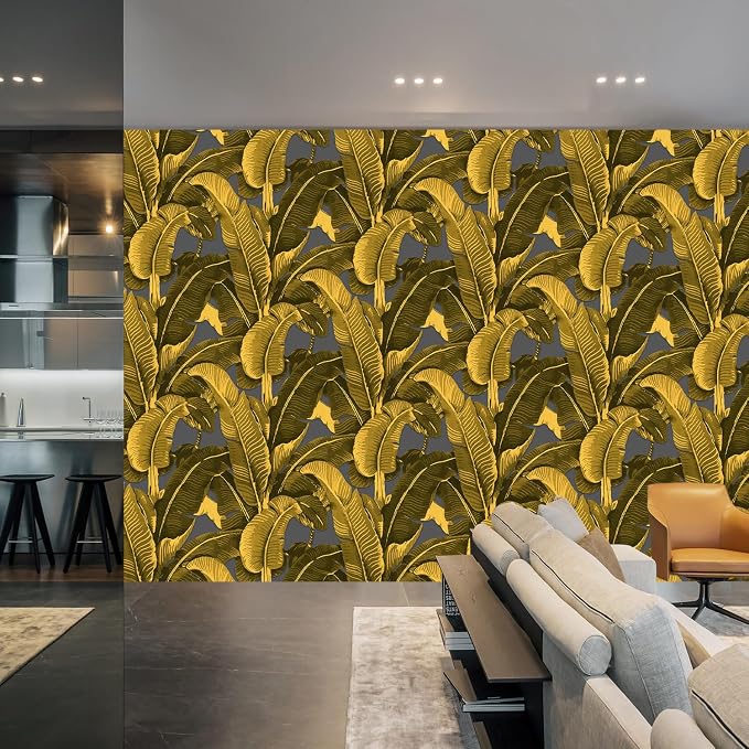 Vintage Gold Banana Leaf Bathroom wallpeper Living Room Bedroom Tropical Plant - Image 2