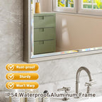 Brushed Nickel Bathroom Mirror, Rustproof Rectangle Framed Mirror - Image 5