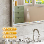 Brushed Nickel Bathroom Mirror, 24x32 Inch Beveled Framed Bathroom Mirror - Image 4