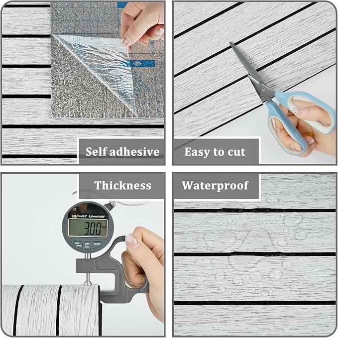 White Grey Wood Panels for Wall Slat Panel Self Adhesive Wood Slat 3D Wall - Image 4