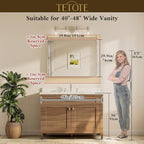 TETOTE 40 x 30 Inch Gold Bathroom Mirror, Brushed Brass Metal Frame Mirror - Image 8