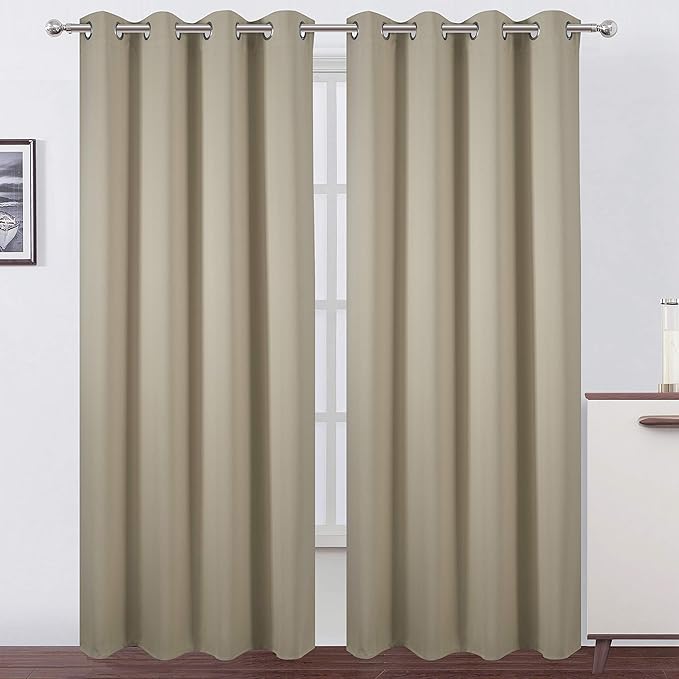 LEMOMO Blackout Curtains 66 x 84 inch/Beige Curtains Set of 2 Panels/Thermal by Lemomo