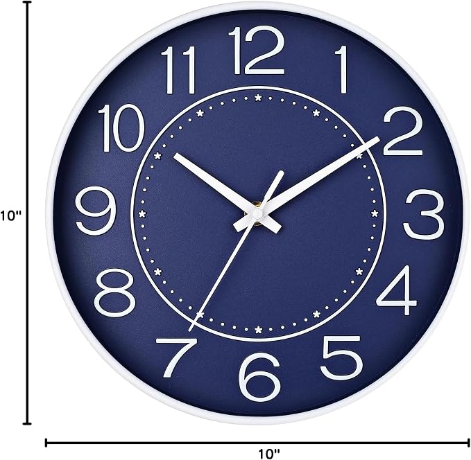 HZDHCLH Modern Wall Clocks Battery Operated, 10 inch Navy Blue Clock - Image 8