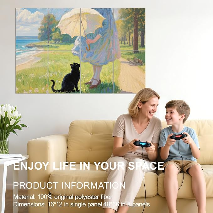 Mollywell Art Acoustic Panels 48x32x0.4 Inch, Cat and Seaside |Sound - Image 5