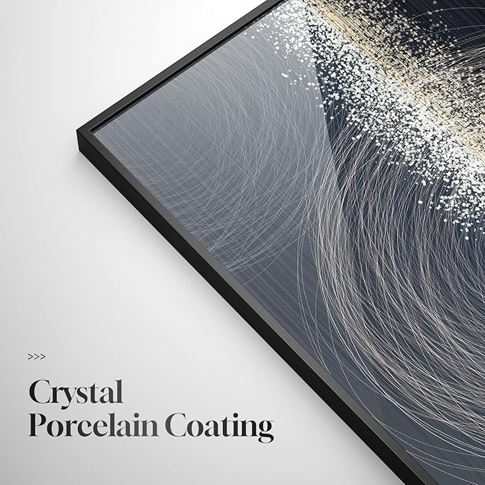 Large Framed Black Silver Modern Abstract Wall Art - Image 5