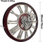 The B-Style Large Real Moving Gears Wall Clock 30 inch Rustic Retro Industrial - Image 4