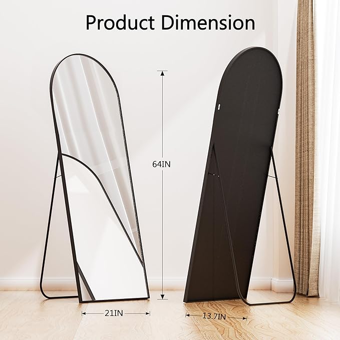 Simple Deluxe Arched Full Length Mirror, - Image 2