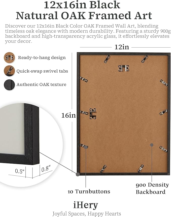 iHery Premium Natural Black OAK Wood 12x16in Having A Resting Face Prevents - Image 5