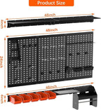TORACK Metal Pegboard Wall Organizer 4ft Wide, Tool Storage Pegboard System - Image 3