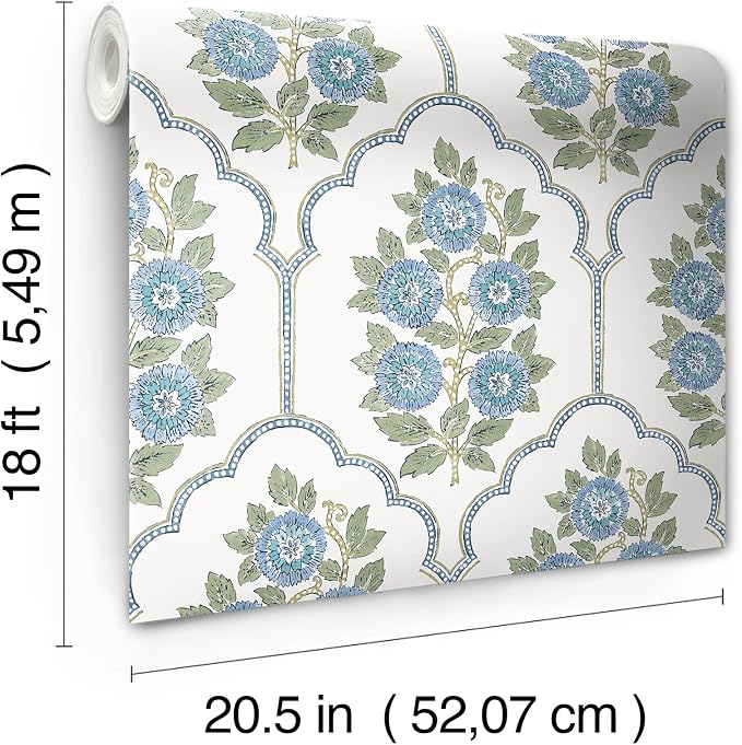 NuWallpaper x Society Social Floral Bazaar Green and Blue Peel and Stick - Image 6