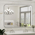 LED Bathroom Mirror with Lights, 48x36 Inch Brushed Silver Framed Lighted by FTOTI
