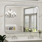 LED Bathroom Mirror with Lights, 48x36 Inch Brushed Silver Framed Lighted by FTOTI