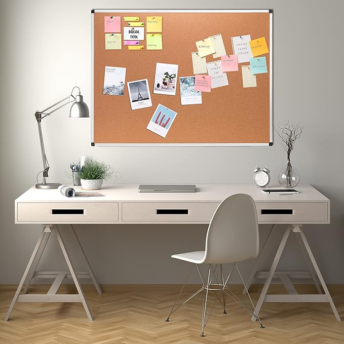 Amazon Basics Rectangular Bulletin Board, Cork Board - Image 5